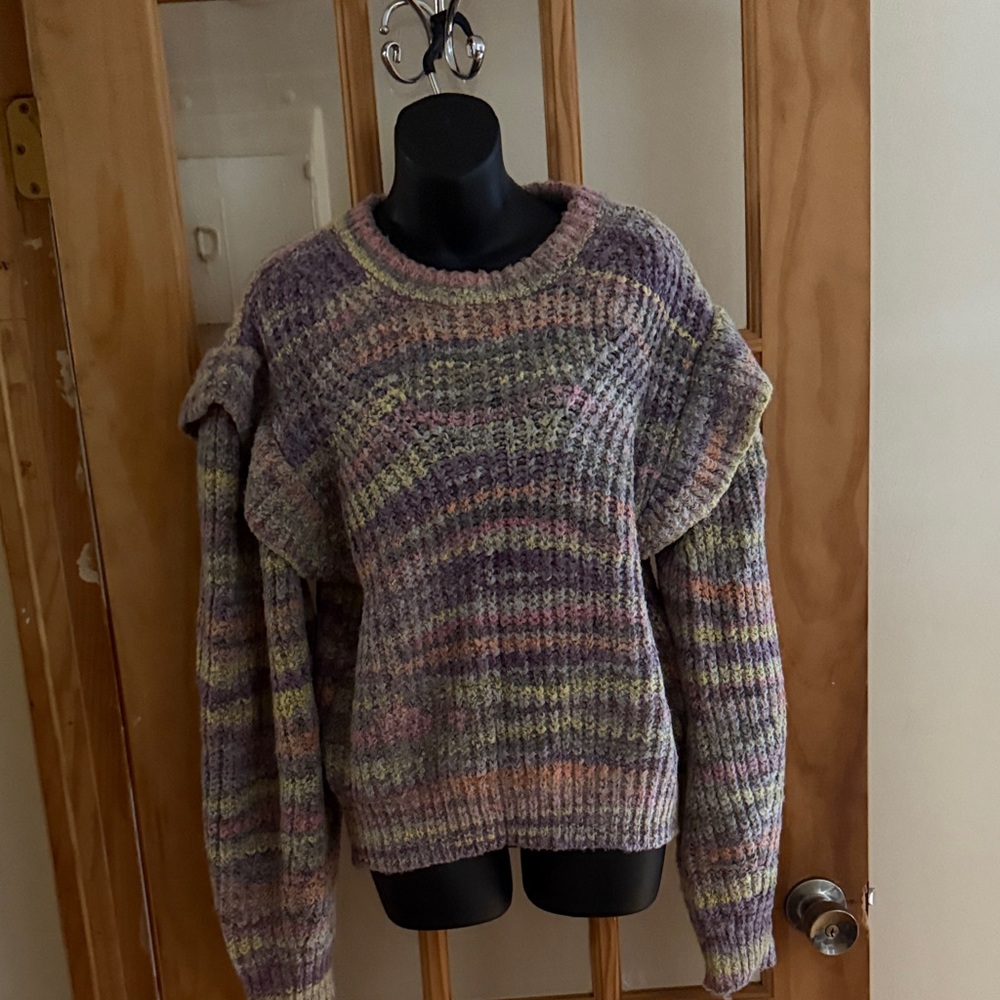Moon River Chunky Pastel Striped Sweater